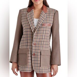 Steve Madden Carolina Mixed Plaid Blazer Size M